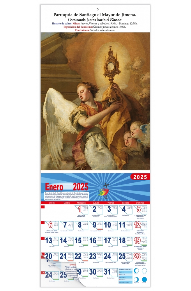 Calendario vertical de pared "Ángel de la Custodia" (Tiepolo)