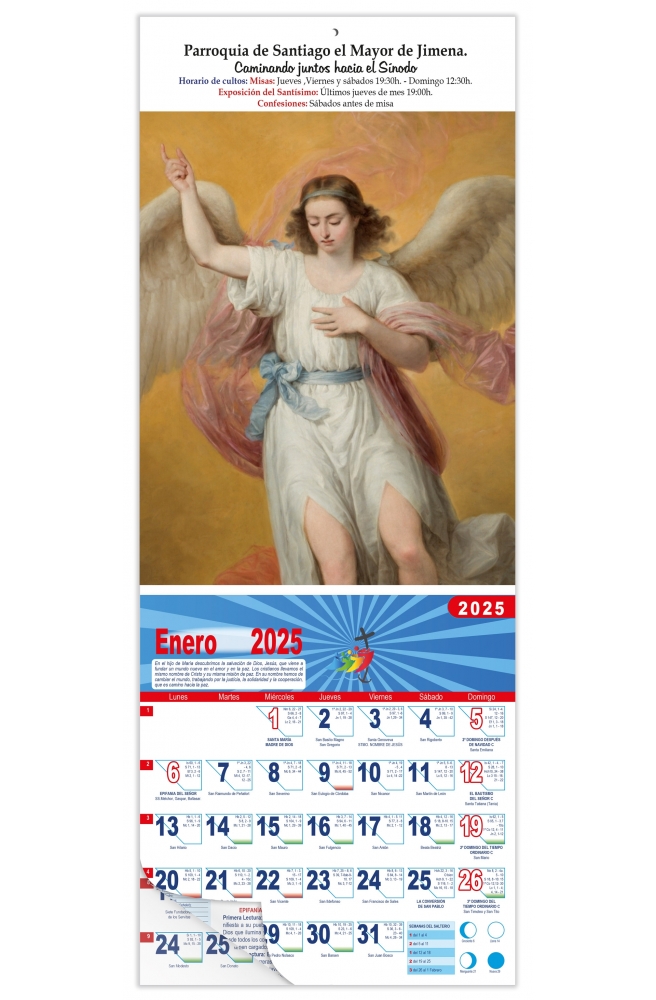 Calendario vertical de pared "Arcángel San Miguel" (Antonio María Esquivel)