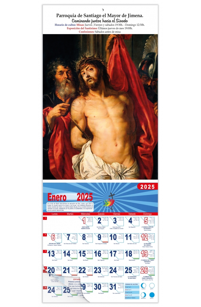 Calendario vertical de pared "Apostol Santiago" (Guido Reni)