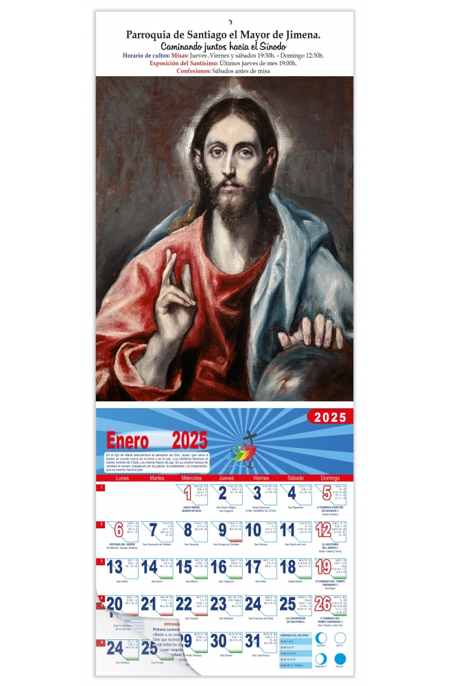 Calendario vertical de pared "El Salvador del Mundo" (El Greco)