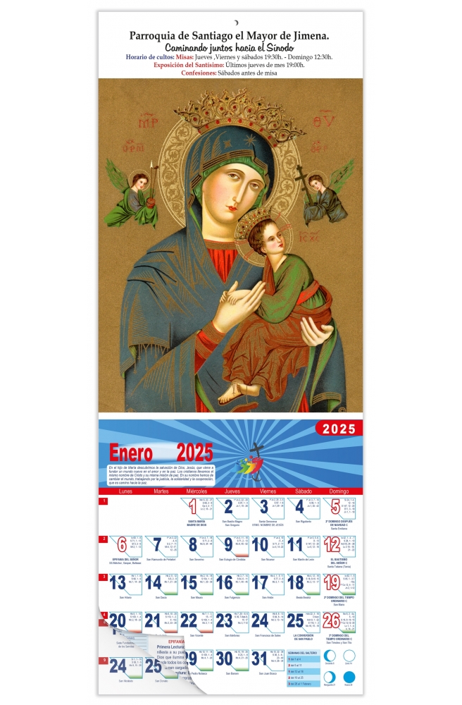 Calendario vertical de pared "Ntra. Sra. del Perpetuo Socorro"