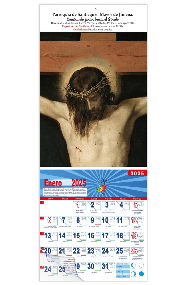 Calendario vertical de pared "Cristo Crucificado, detalle" (Velázquez)