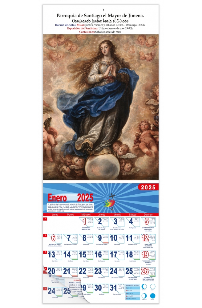 Calendario vertical de pared "Inmaculada" (Francisco Rizi)