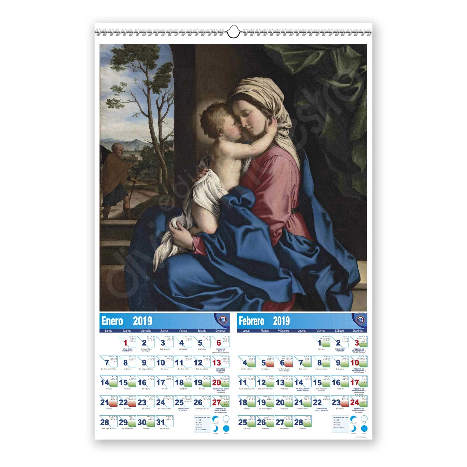 Calendario bimensual de pared 7 Hojas Sassoferrato