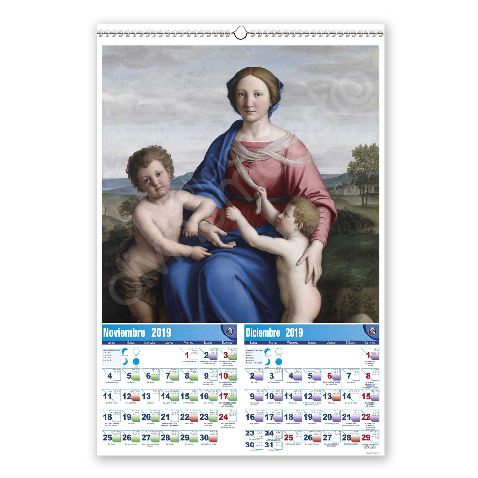 Calendario bimensual de pared 7 Hojas Sassoferrato