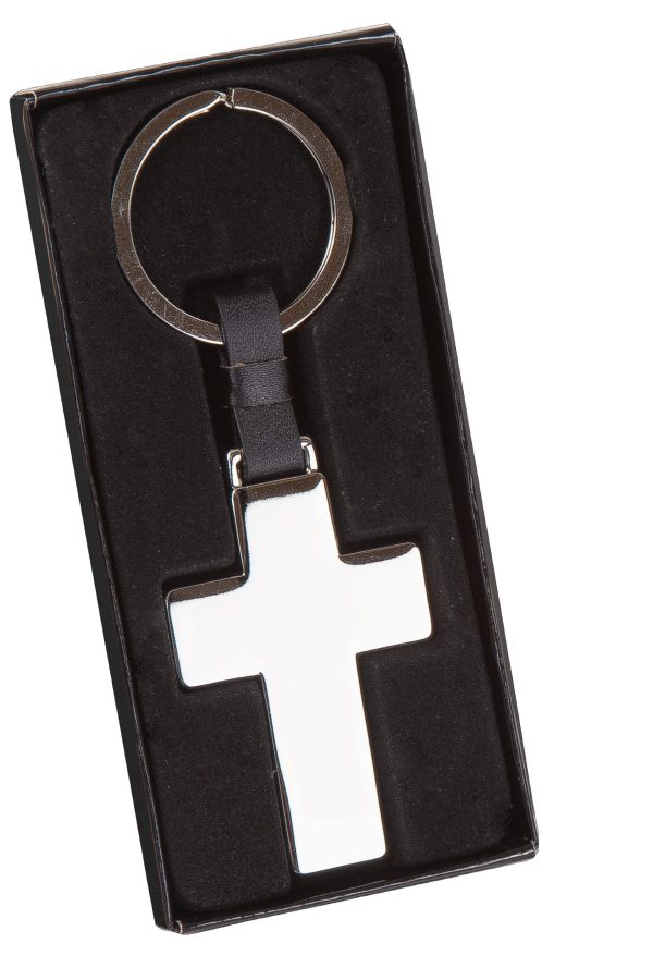 Llavero Acero Cruz Estuche Negro