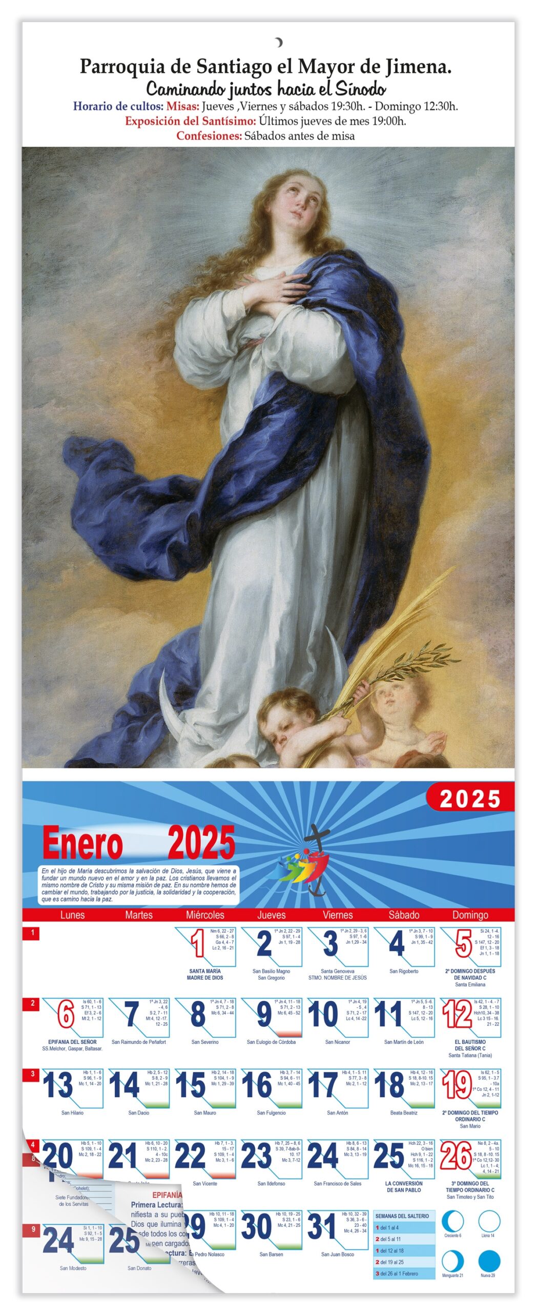 Calendario vertical de pared "Inmaculada Concepción de Aranjuez" (Murillo)
