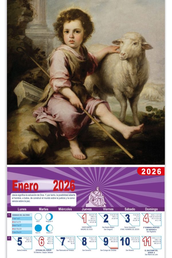 Calendario vertical de pared "El Buen Pastor" Murillo