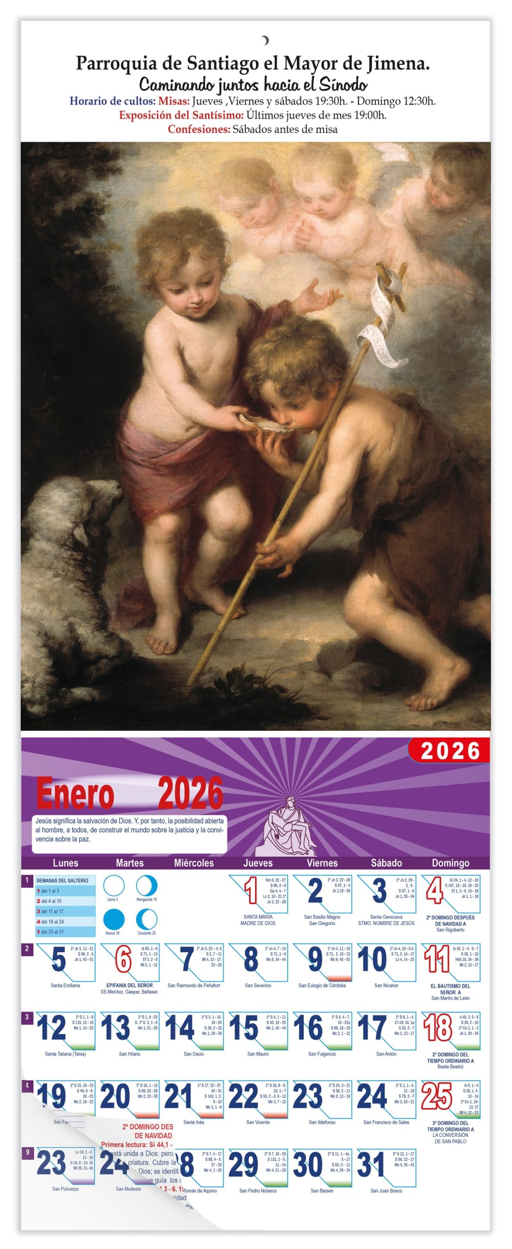 Calendario vertical de pared "Los Niños de La Concha" (Murillo)