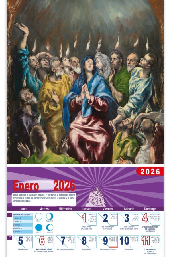 Calendario vertical de pared "Pentecostés" (El Greco)