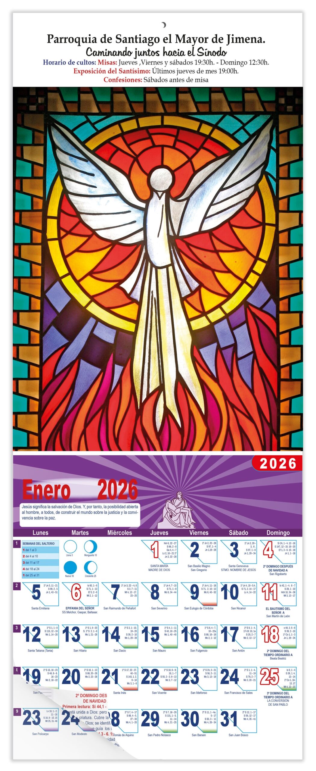 Calendario vertical de pared "Espíritu Santo"