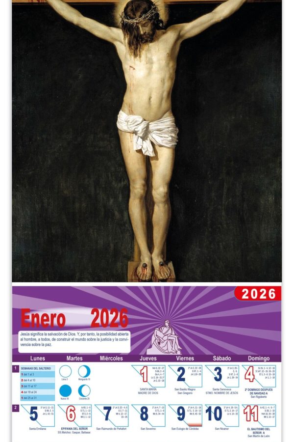 Calendario vertical de pared "Cristo Crucificado" (Velázquez)