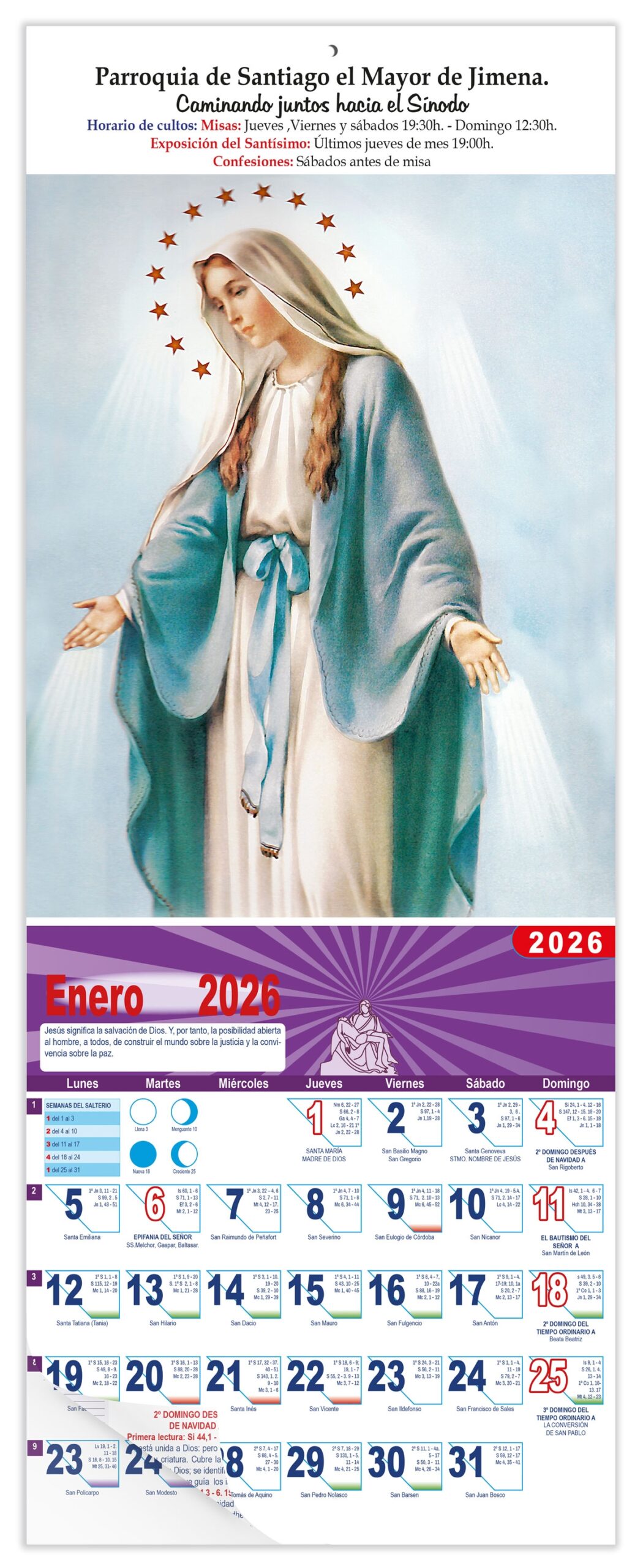 Calendario vertical de pared "Ntra. Sra. de la Medalla Milagrosa"