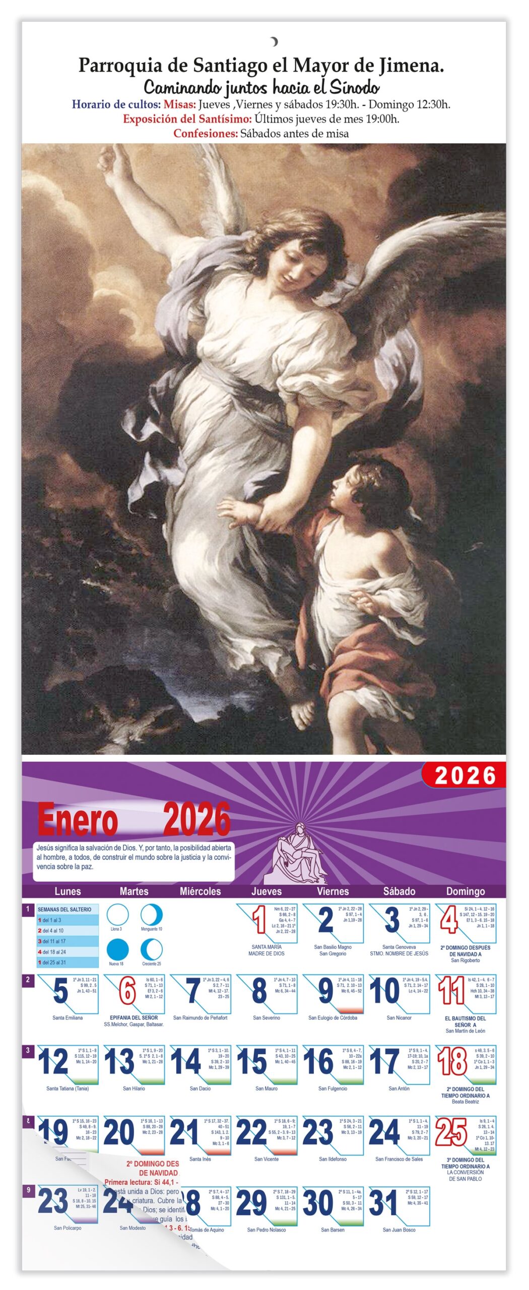 Calendario vertical de pared "El Ángel de La Guarda"