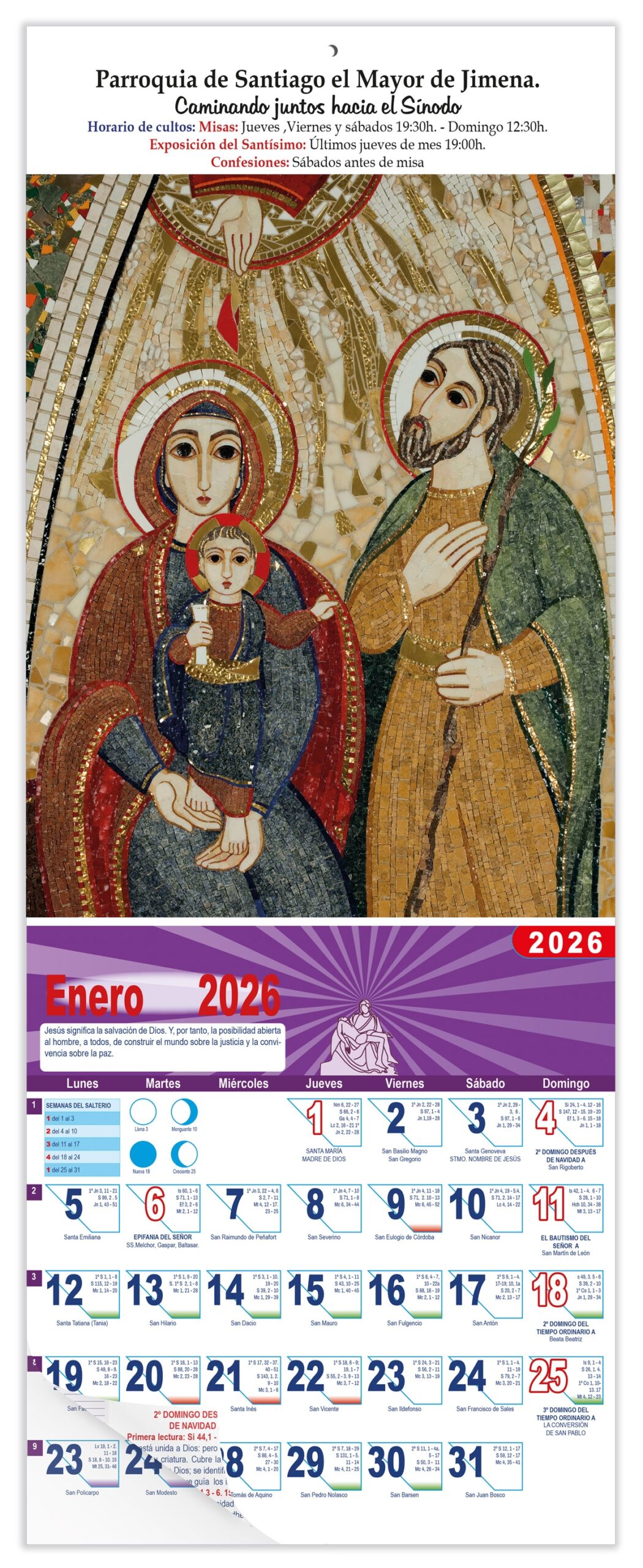 Calendario vertical de pared "Sagrada Familia" (Rupnik)