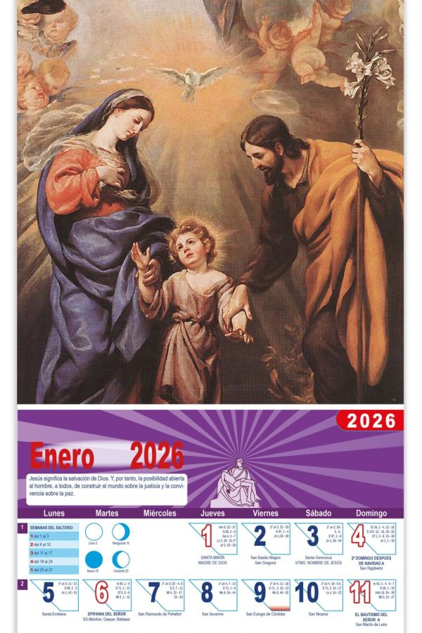 Calendario vertical de pared "La Sagrada Familia" (Claudio Coello)