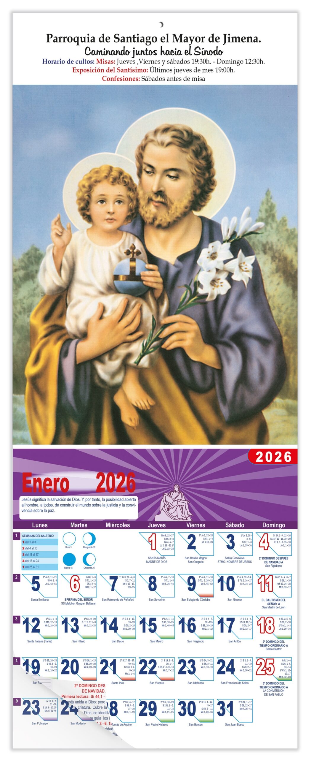 Calendario vertical de pared "San José"