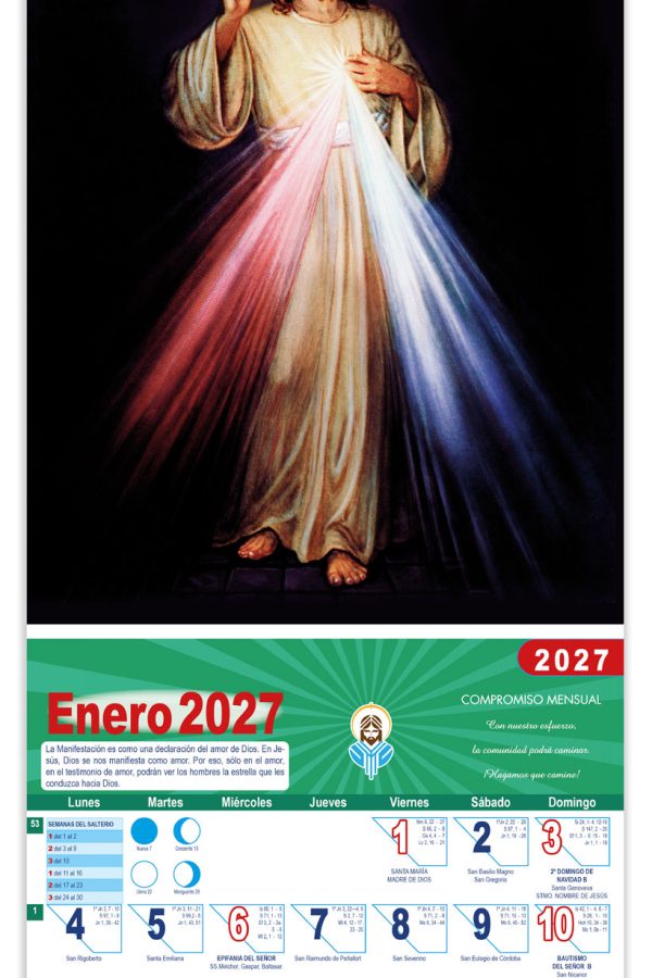 Calendario vertical de pared "Cristo de La Divina Misericordia" DM22905