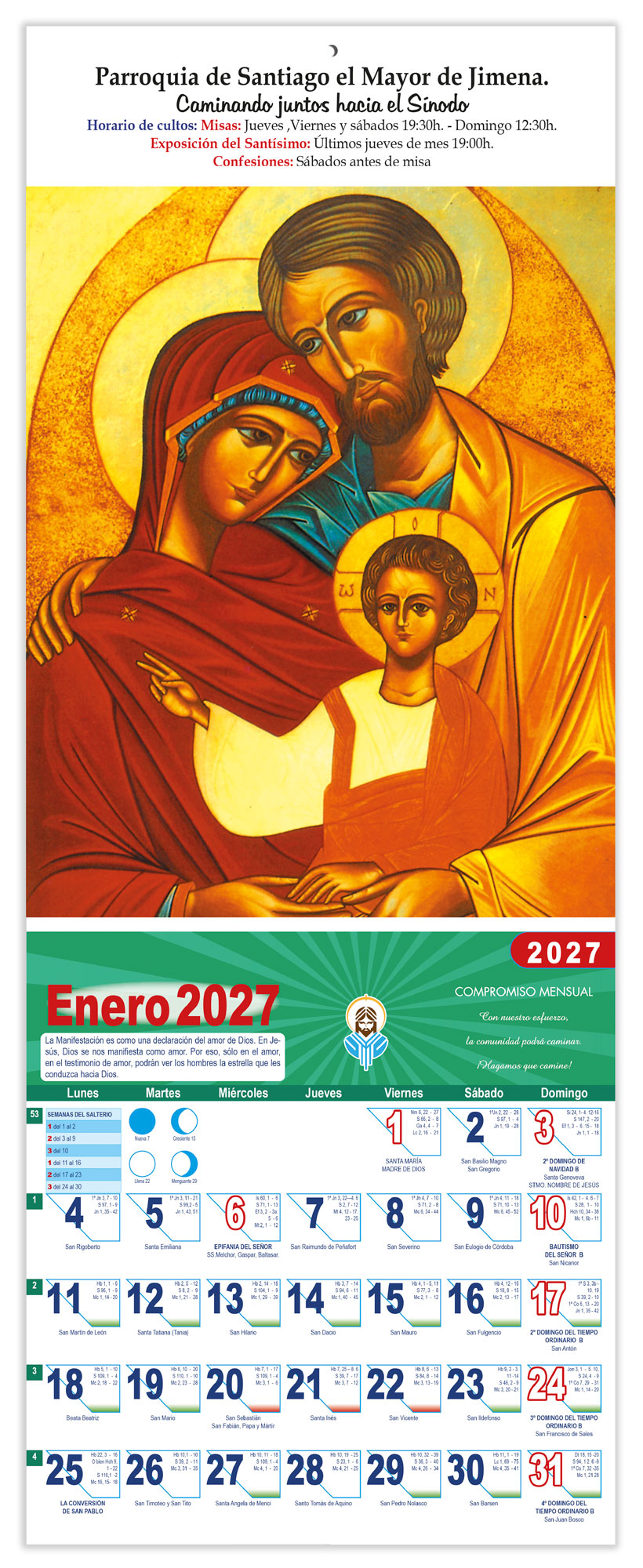 Calendario vertical de pared "La Sagrada Familia" (Icono) DM22127