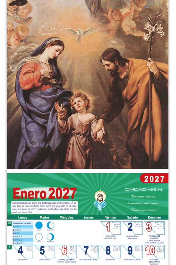 Calendario vertical de pared "La Sagrada Familia" (Claudio Coello) DM22891