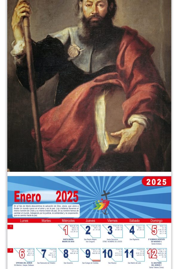 Calendario vertical de pared "Apóstol Santiago" (Murillo)