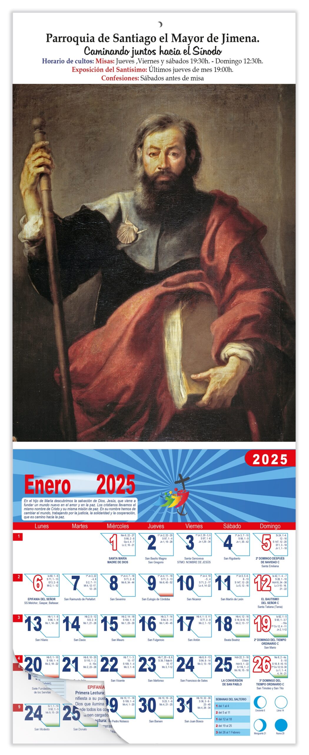 Calendario vertical de pared "Apóstol Santiago" (Murillo)