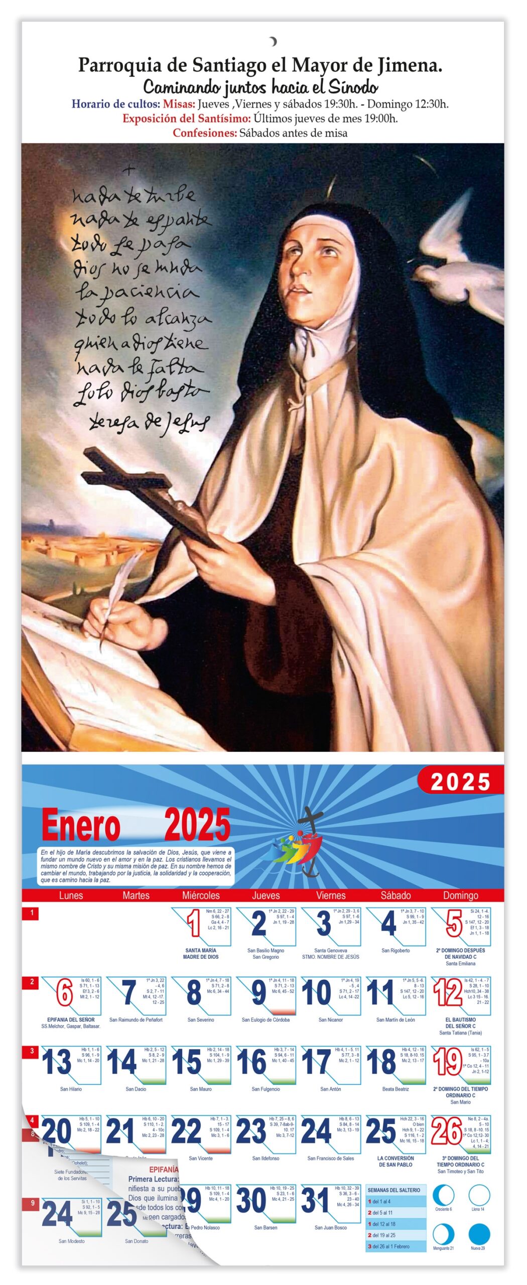 Calendario vertical de pared "Santa Teresa de Jesús"