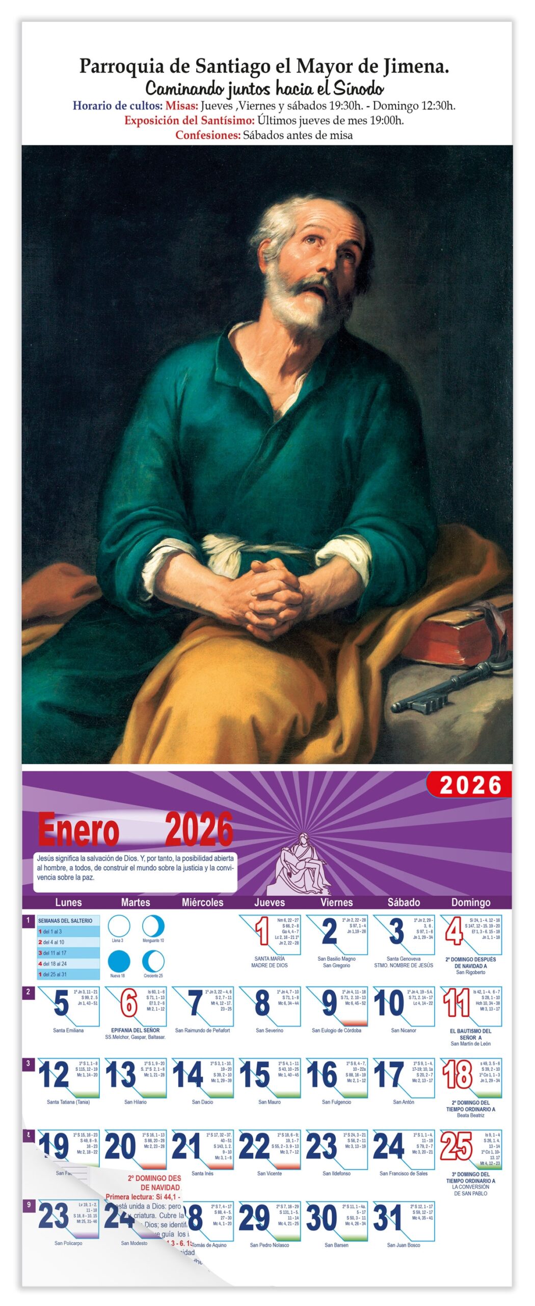 Calendario vertical de pared "San Bartolomé" (Murillo)