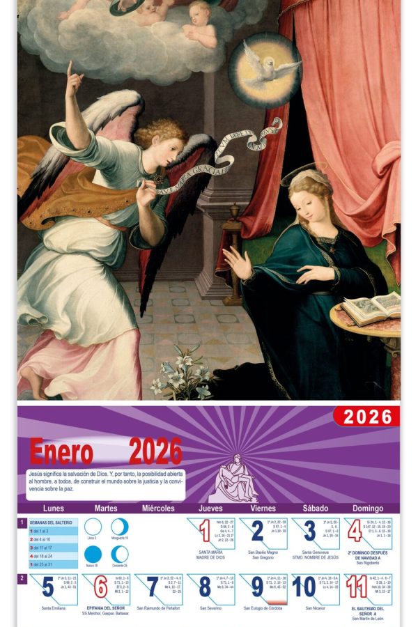 Calendario vertical de pared "Anunciación" (Correa de Vivar)
