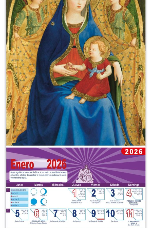 Calendario vertical de pared "Virgen de la Granada"(Fray Angélico)