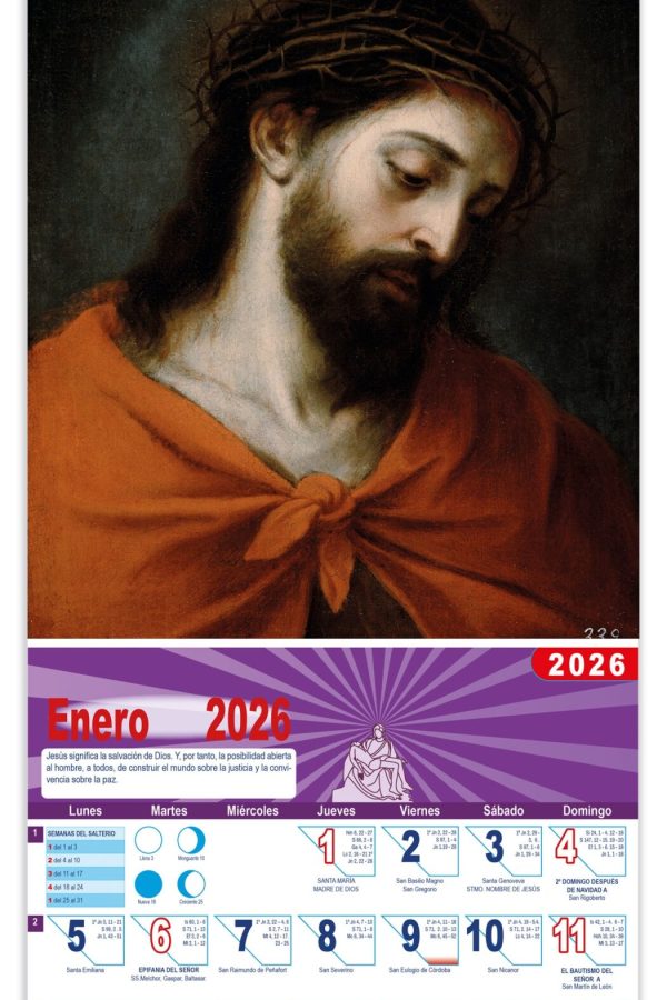 Calendario vertical de pared "Ecce Homo" (Murillo)