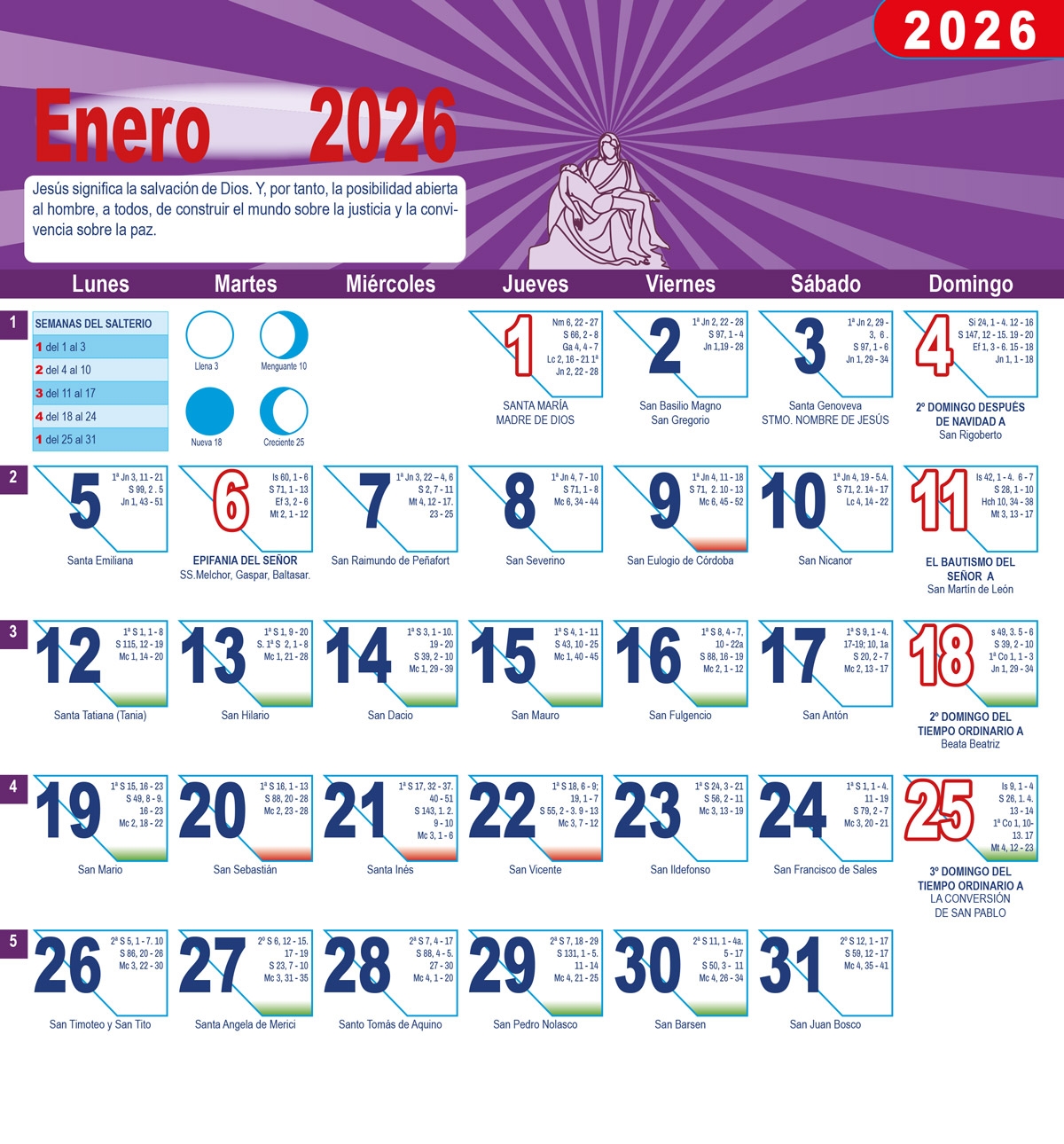 Calendario vertical de pared "Ecce Homo" (Rubens)