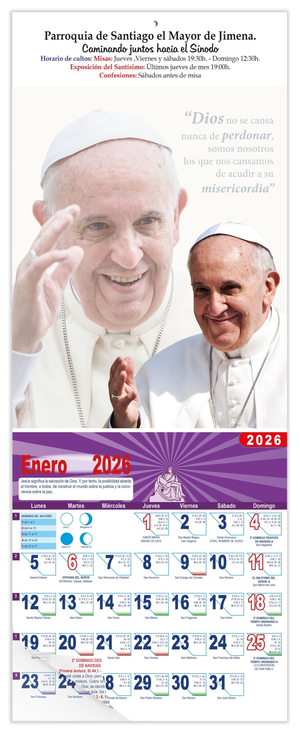 Calendario vertical de pared "Papa Francisco"