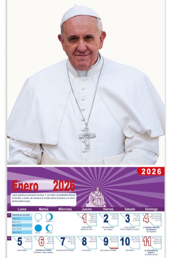 Calendario vertical de pared "Papa Francisco"