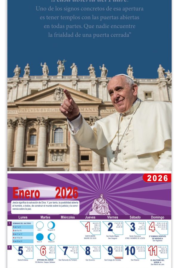 Calendario vertical de pared "Papa Francisco"