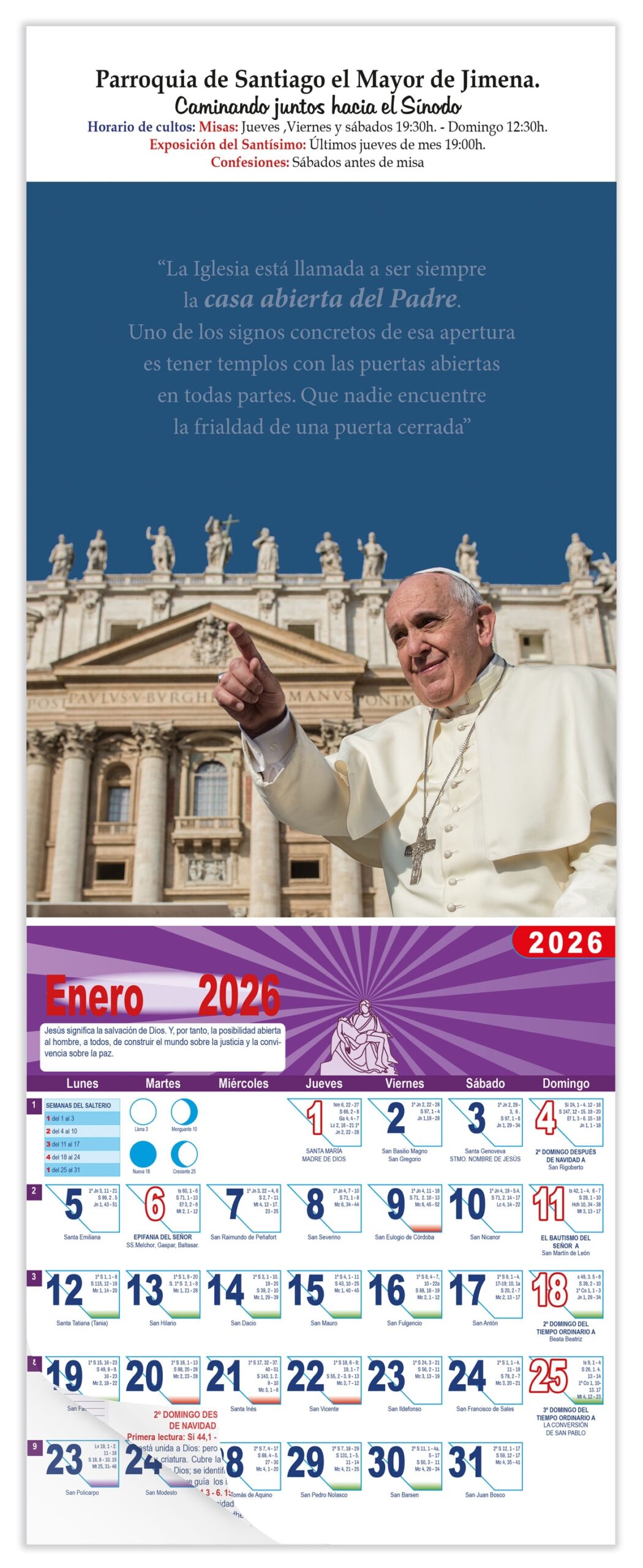 Calendario vertical de pared "Papa Francisco"