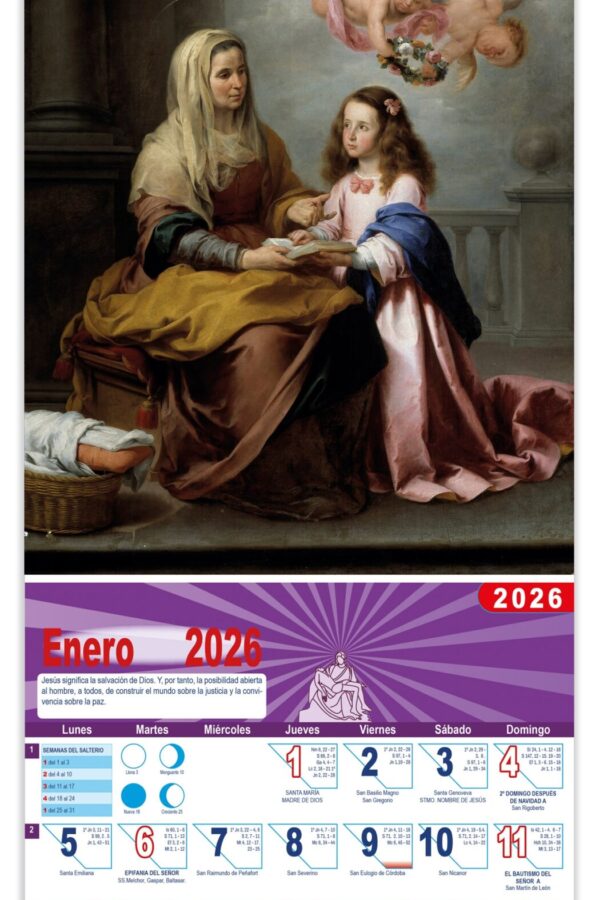 Calendario vertical de pared "Santa Ana y la Virgen"(Murillo)