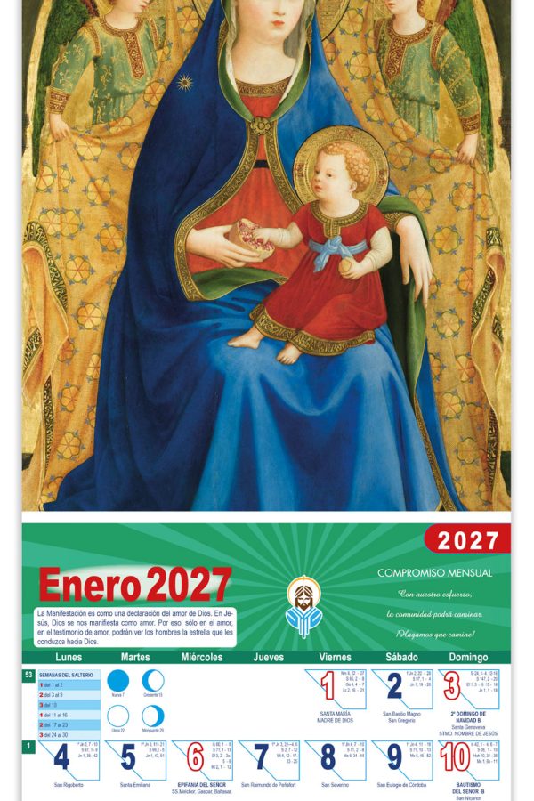 Calendario vertical de pared "Virgen de la Granada" (Fray Angélico) DM22040