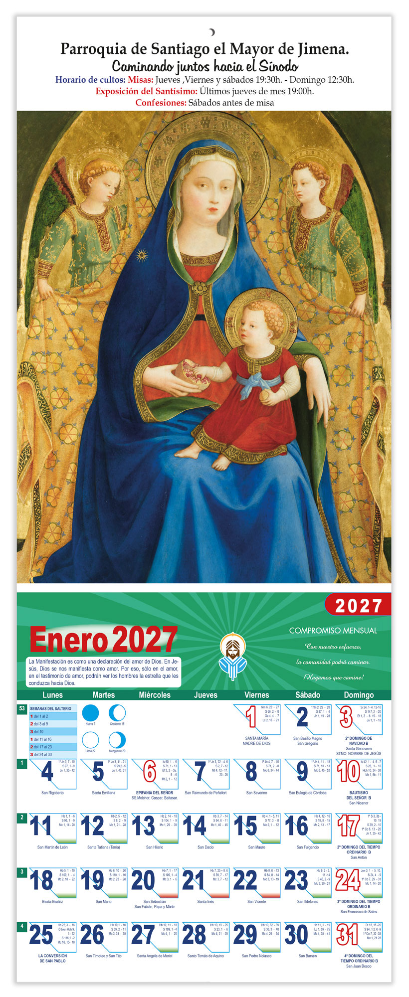 Calendario vertical de pared "Virgen de la Granada" (Fray Angélico) DM22040