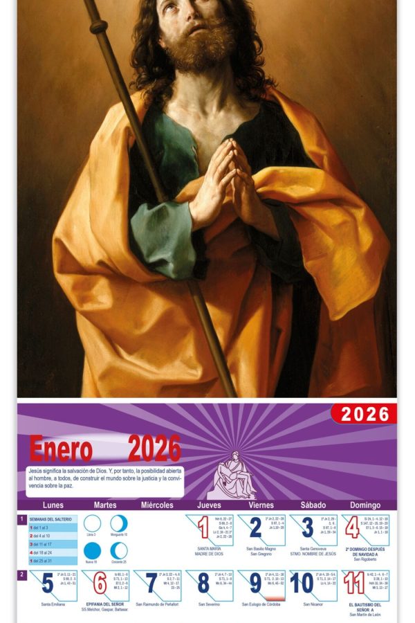 Calendario vertical de pared "Apostol Santiago" (Guido Reni)