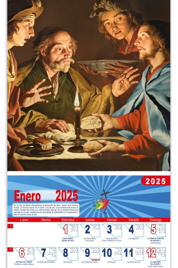 Calendario vertical de pared "La Cena de Emaús" Matthias Stom