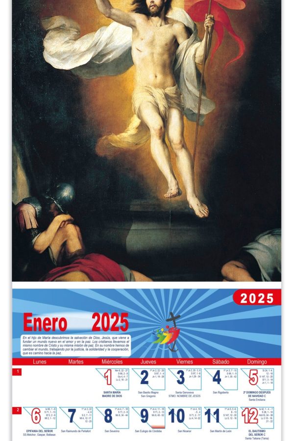 Calendario vertical de pared "Resurrección del Señor" Murillo