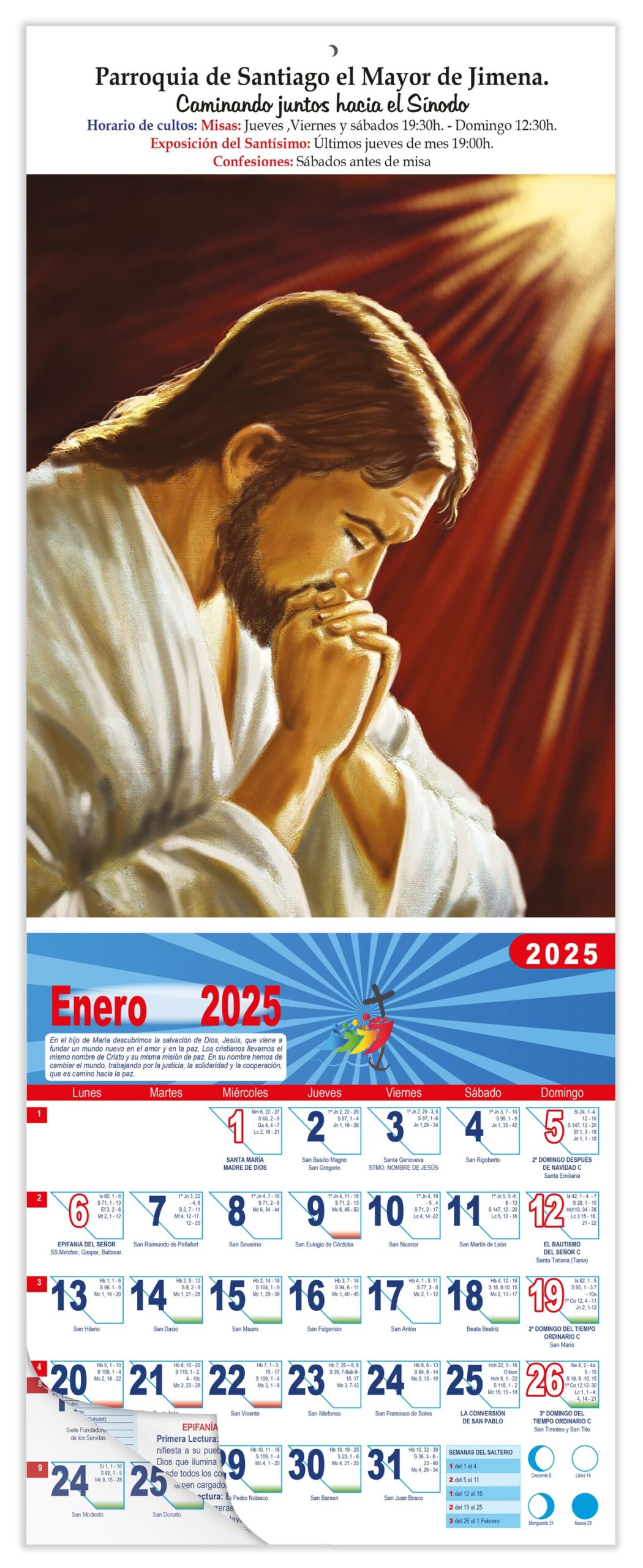 Calendario vertical de pared "En Ti Confio"