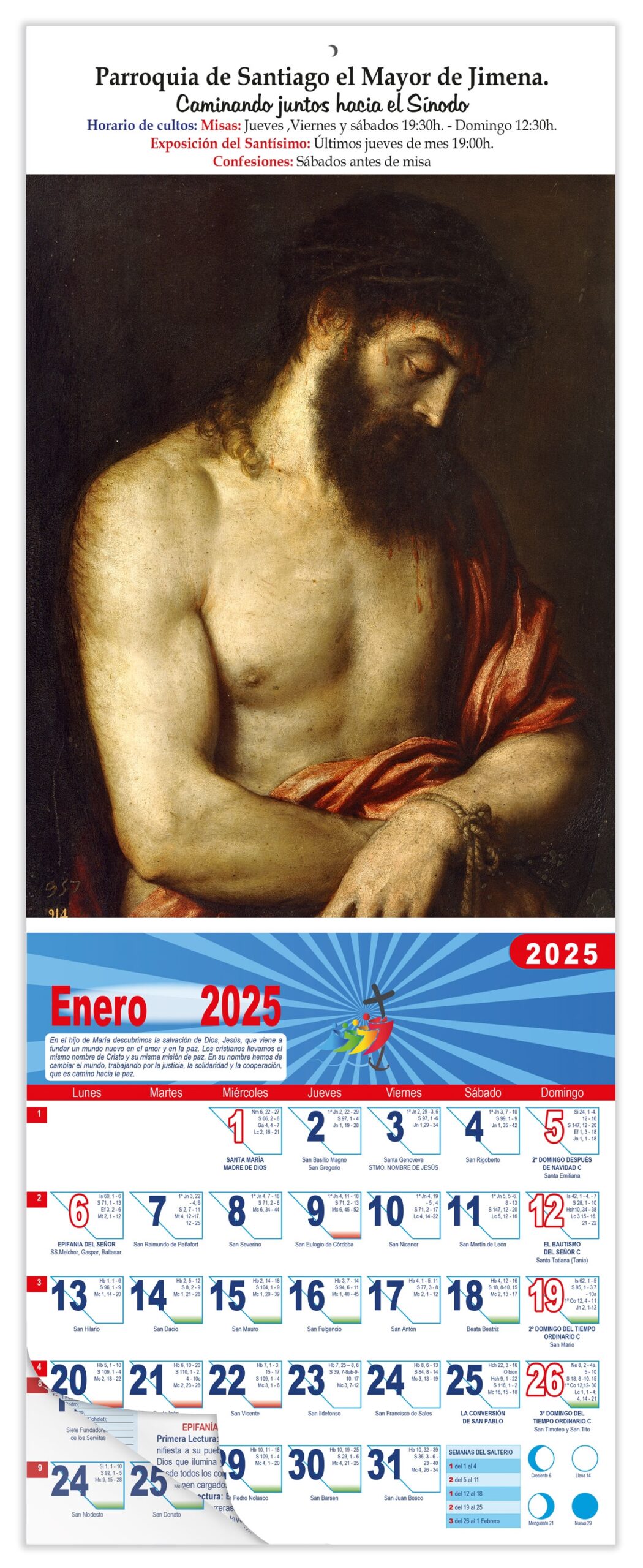 Calendario vertical de pared "Ecce Homo" Tiziano