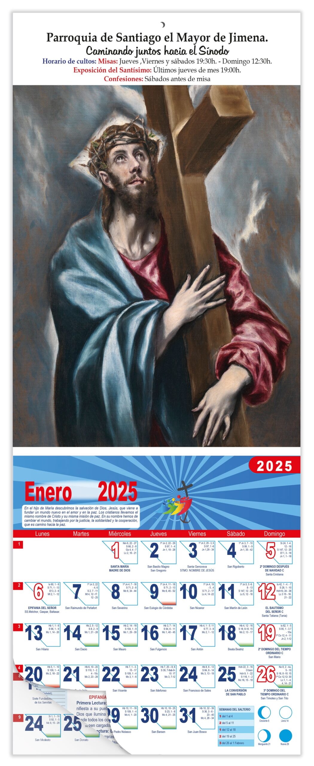 Calendario vertical de pared "Cristo Abrazado a la Cruz" (El Greco)