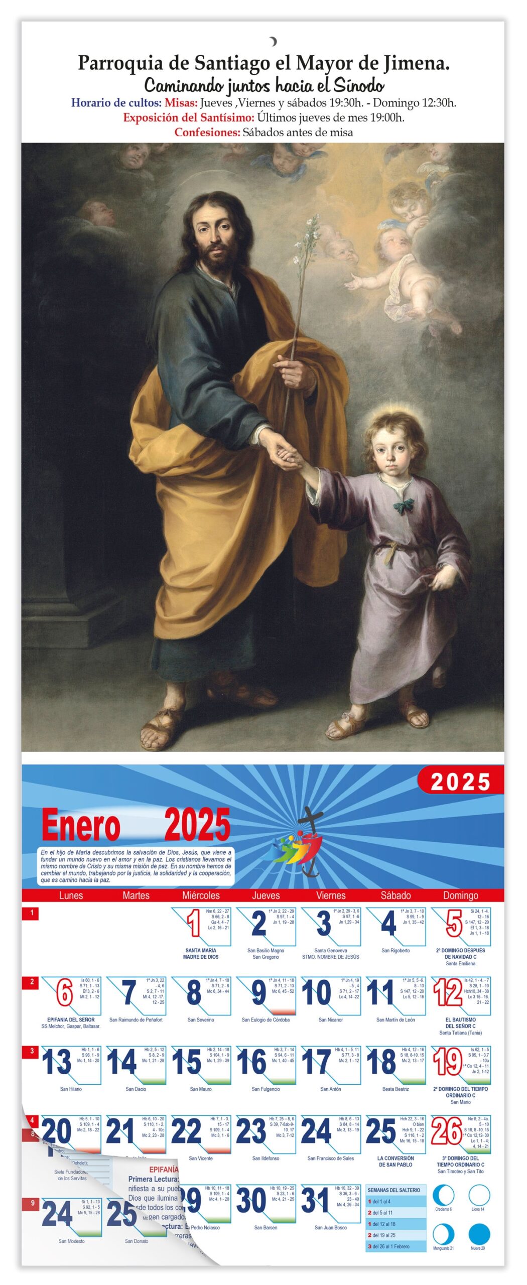 Calendario vertical de pared "San José" (Murillo)