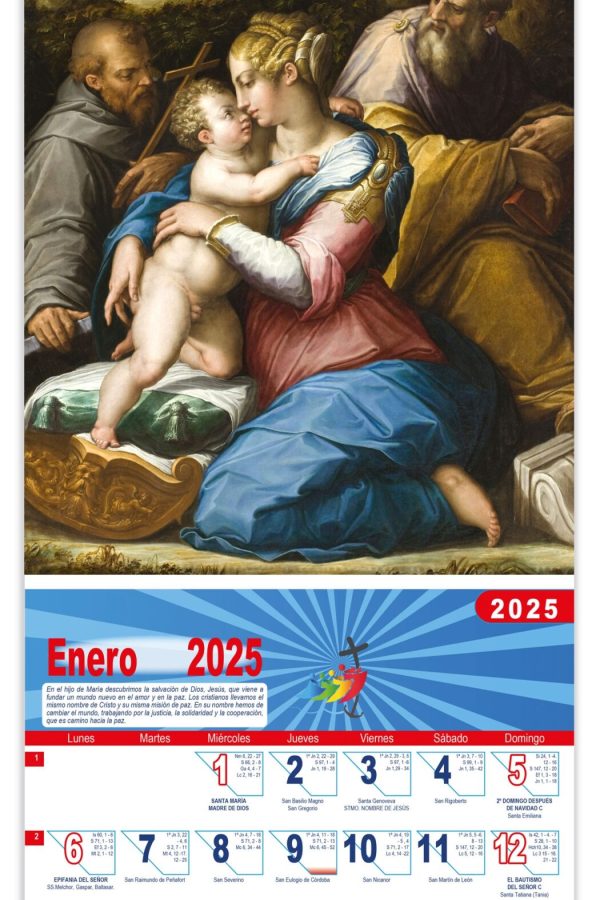 Calendario vertical de pared "La Sagrada Familia" (Vasari)