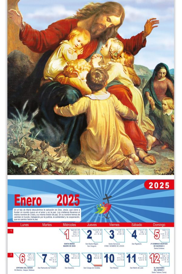 Calendario vertical de pared "Jesús y los Niños"