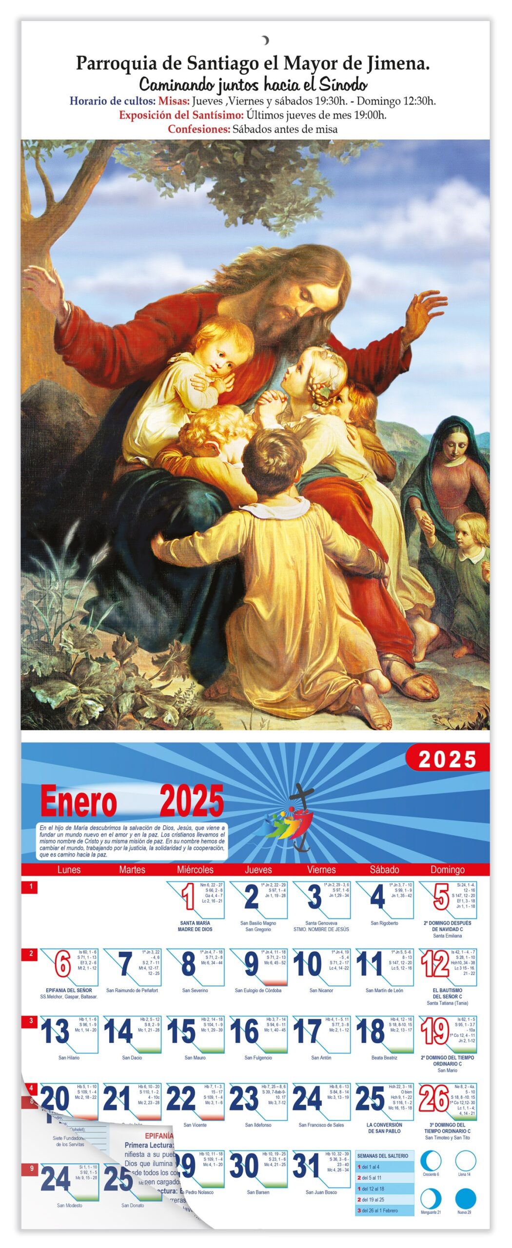 Calendario vertical de pared "Jesús y los Niños"