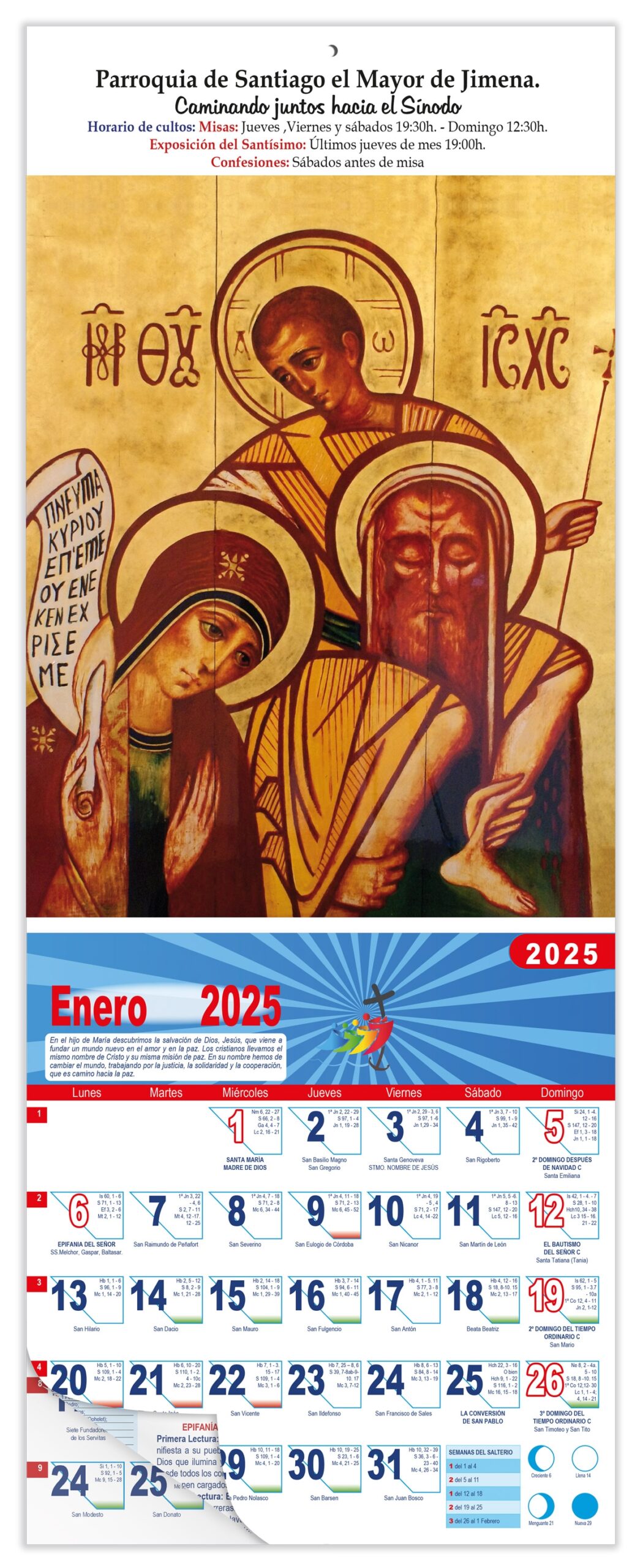 Calendario vertical de pared "Sagrada Familia" (Icono)